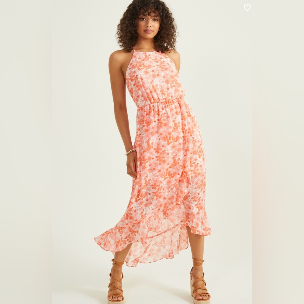 NWT Altar’d State Azalea Halter Wrap Dress Coral-Red Small